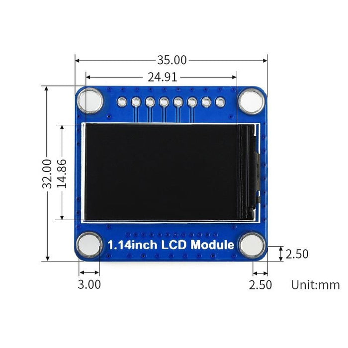 1.14" IPS LCD Display Module (240x135) by Waveshare - The Pi Hut