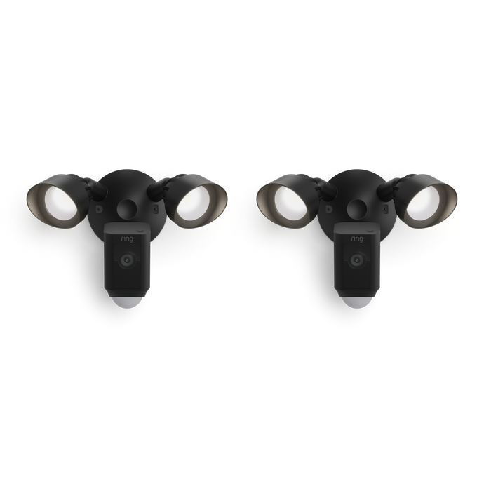 Black:2-Pack Floodlight Cam Wired Plus