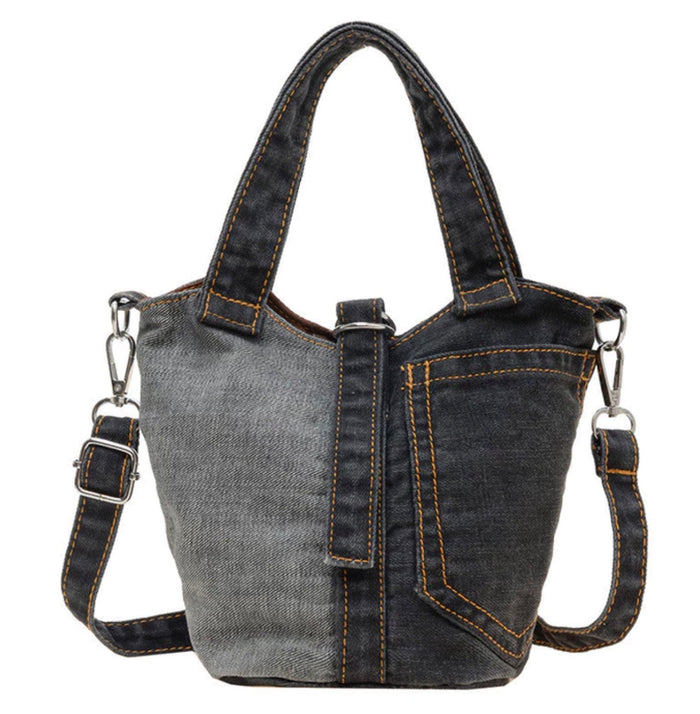 20cm Denim Bucket Bag Travellers Hat Boutique