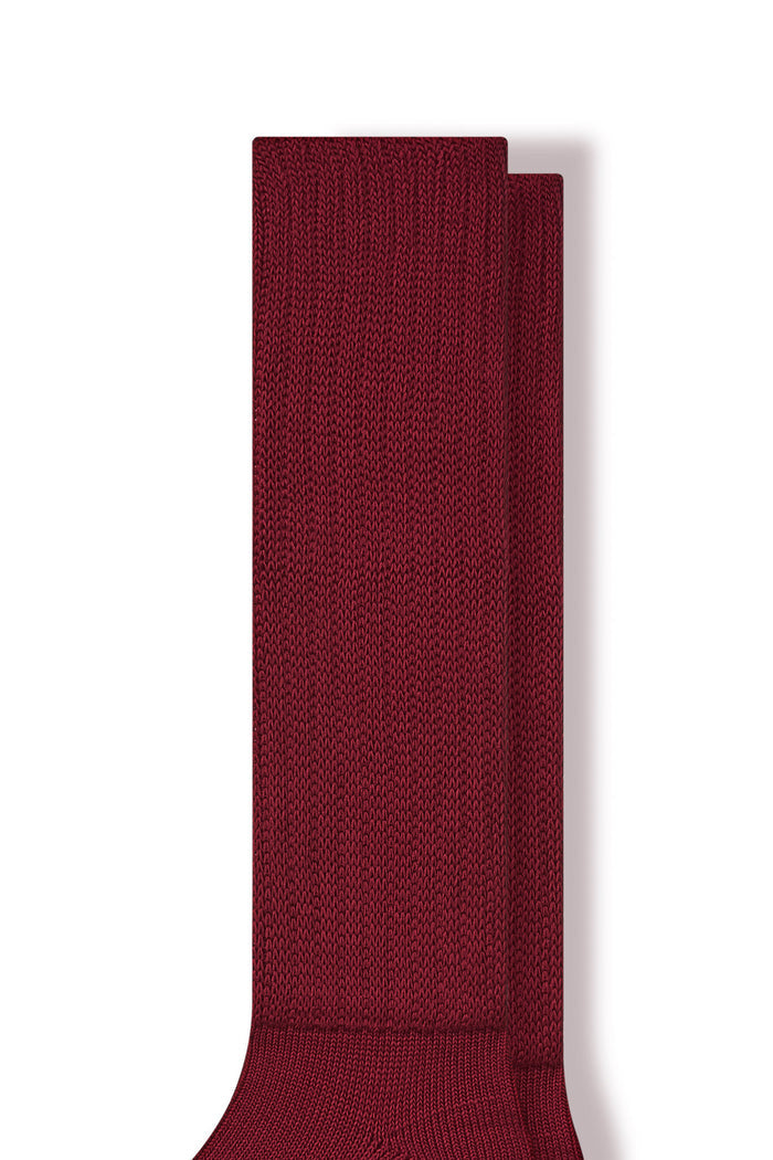 Top part of Adult Scrunch Socks in Ruby on a white background
