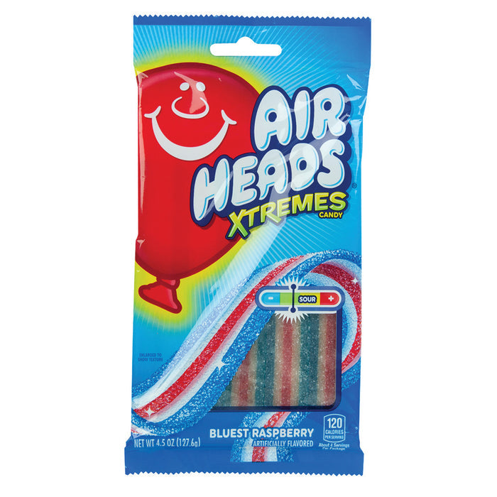 Airheads Xtreme Blue Raspberry Sour Candy Peg Bags - 12 Count