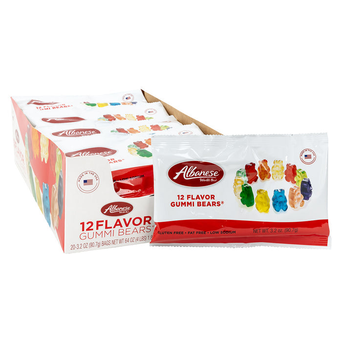 Albanese 12 Flavor Gummy Bears Candy Bags - 20 Count