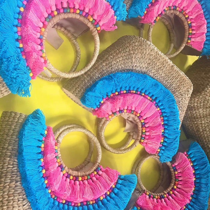 Bangkuang Basket with Beads & Tassels - Travellers Hat Boutique