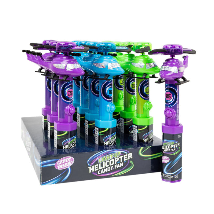 Candyrific Light Up Helicopter Candy Fan Toys - 12 Count