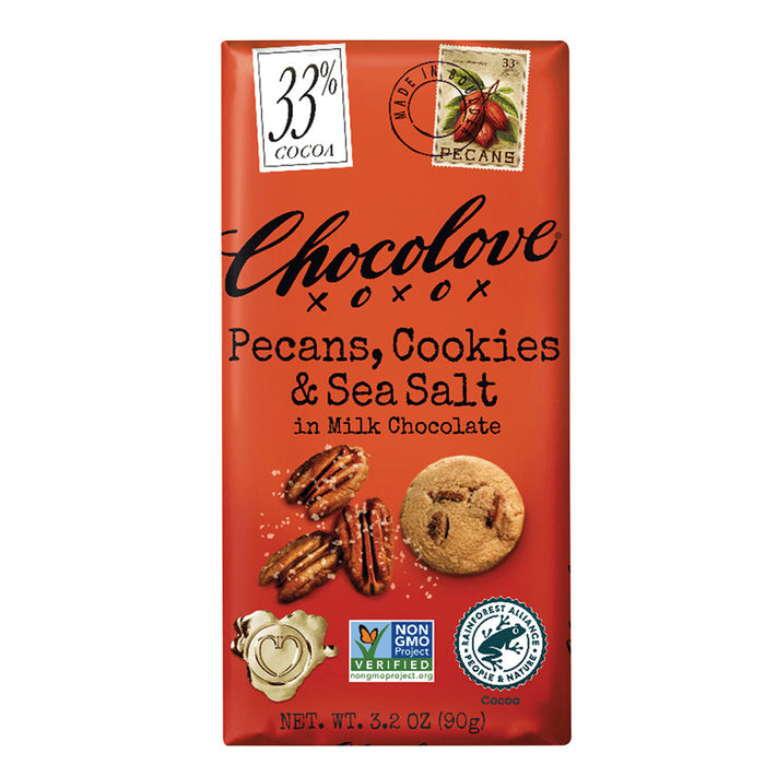 Chocolove Pecans Cookie and Milk Chocolate Candy Bars - 12 Count