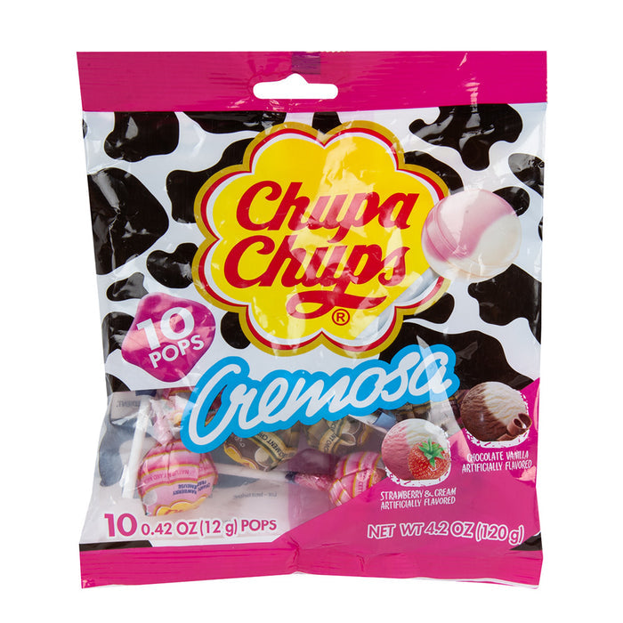 Chupa Chups Cremosa Lollipops Peg Bag - 12 Count