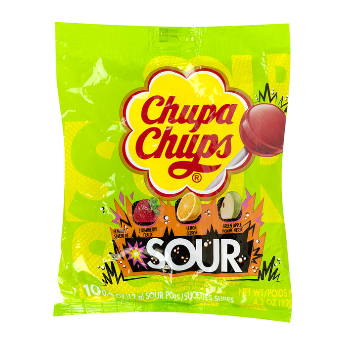 Chupa Chups Sour Lollipops Peg Bag - 12 Count