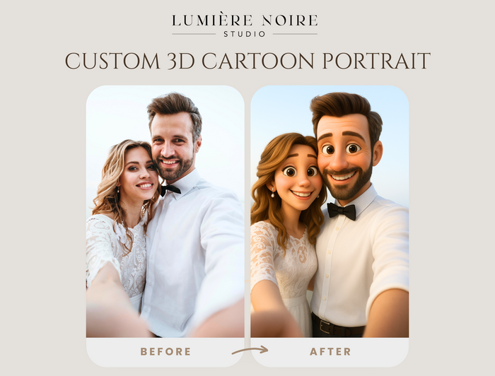 Custom 3D Cartoon Style Portrait from Your Photo | Personalized 3D Comic Character | Couple, Family, Pet Gift | Digital Cartoon Art