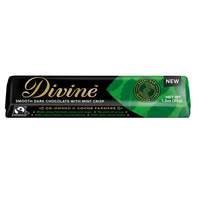 Divine Dark Chocolate Mint Crisp Candy Bar - 18 Count