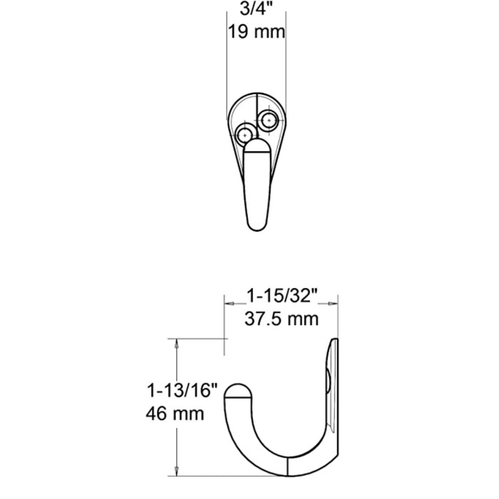 Durable, Elegant, Chrome Single Clothing Hook with Screws, Ideal for use in bedrooms, bathrooms and closets - CHGM086 ebuystt