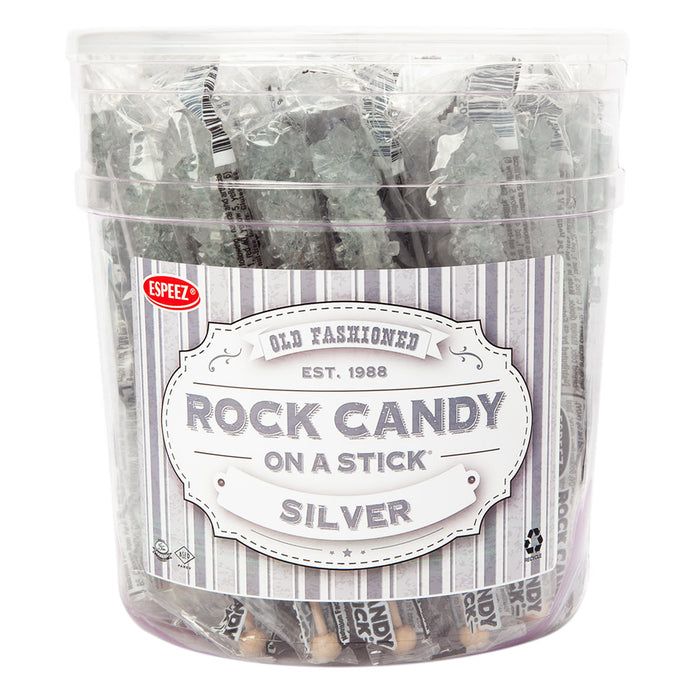 Espeez Silver Rock Candy Sticks - 36 Count