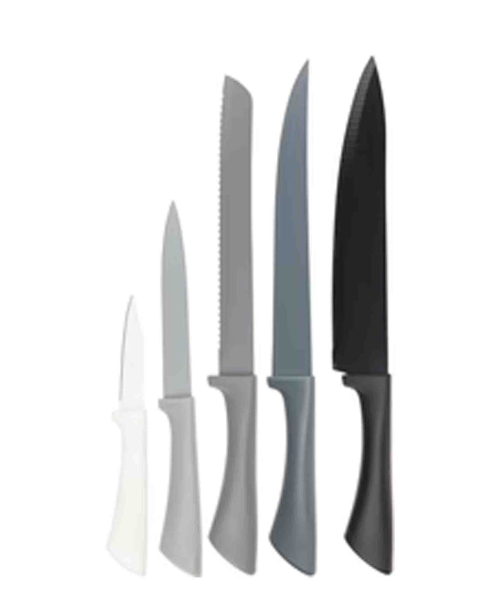 Excellent Houseware 5 Piece Knife Set - Grey, Black & Blue