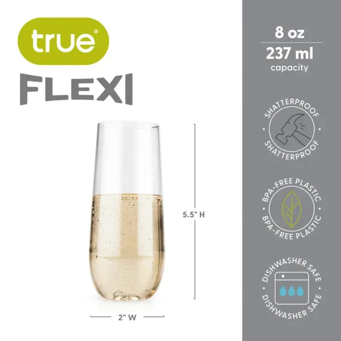 Flexi Stemless Champagne Flutes - 2 Pc Set dimensions