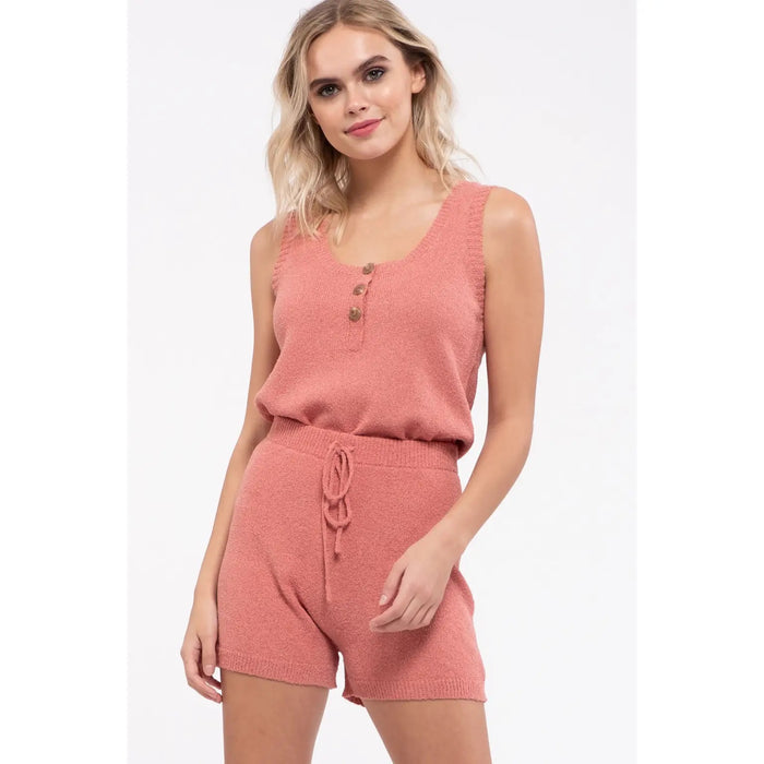 Free shipping Cozy sweater tank pink