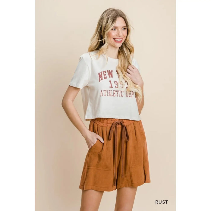 FREE SHIPPING rust loungewear shorts high waisted