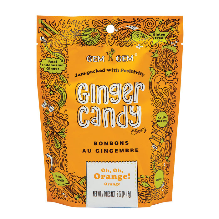 Gem Gem Orange Ginger Soft Chew Candy Peg Bags - 12 Count