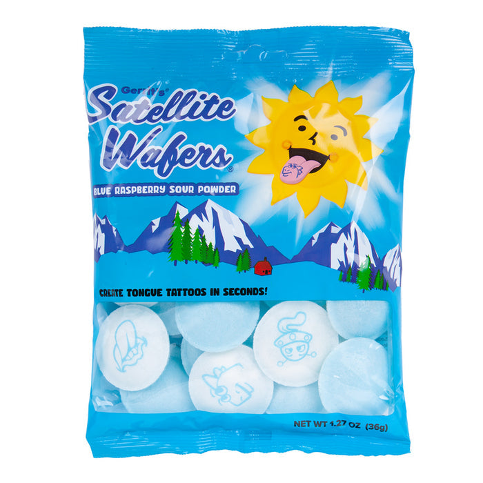Gerrit's Blue Raspberry Sour Powder Satellite Wafer Candy Peg Bag - 12 Count