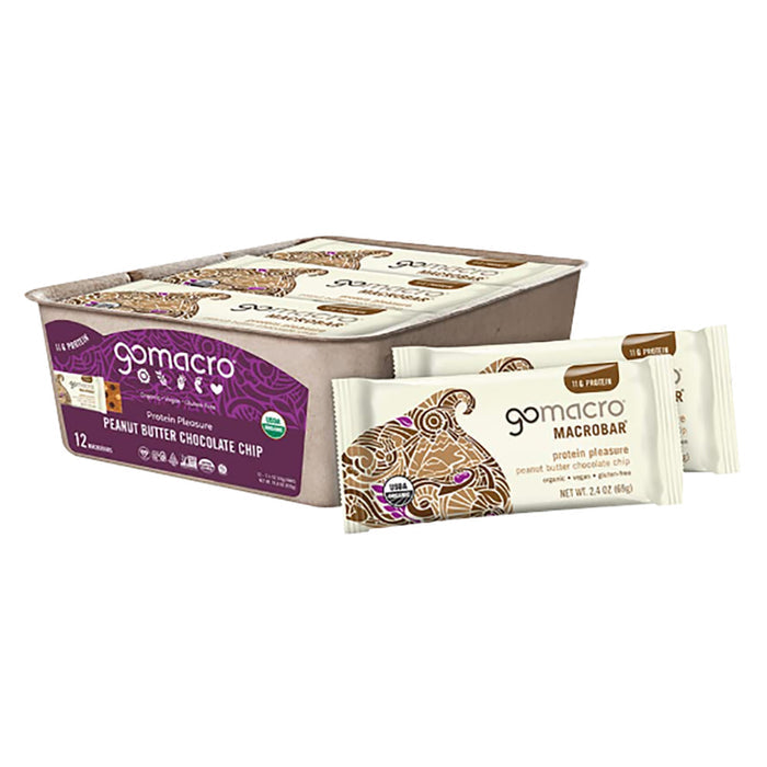 Go Macro Peanut Butter and Chocolate Chip Protein Bar - 12 Count
