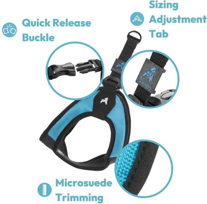 Gooby Escape Free Easy Fit Harness Small Dog StepIn Harness Turquoise Medium