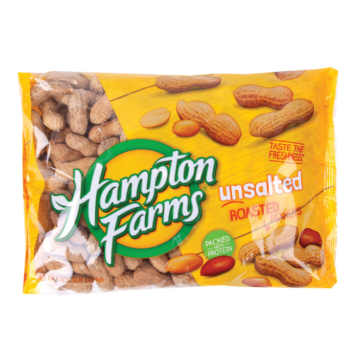 Hampton Farms Unsalted Roasted In Shell Peanut Snacks - 24 Count