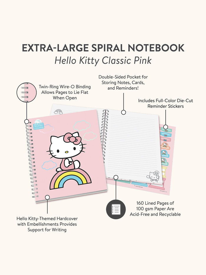 Hello Kitty x Studio Oh! Classic Pink Extra-Large Spiral Notebook Stationery Studio Oh!