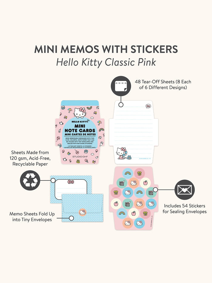 Hello Kitty x Studio Oh! Classic Pink Mini Memo with Stickers Stationery Studio Oh!