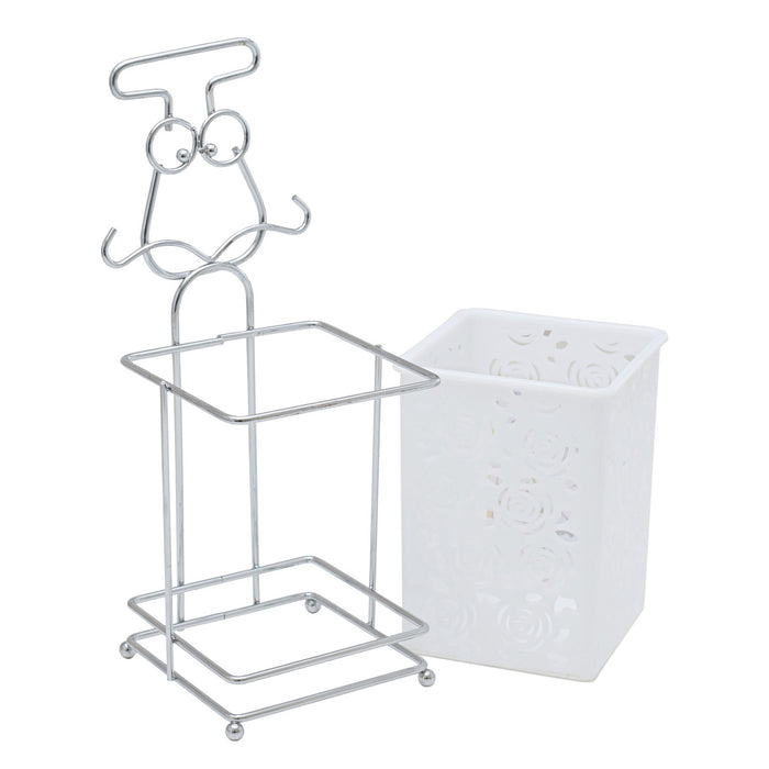 Hillhouse Cutlery Drainer With Chrome Stand - Silver