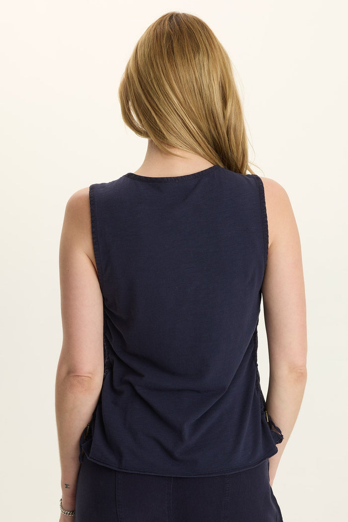 Wearables Ileana Cinched Soft Twill V-Neck Tank