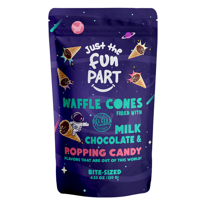 Just the Fun Part Milk Chocolate and Popping Candy Waffle Cone Candy - 6 Count