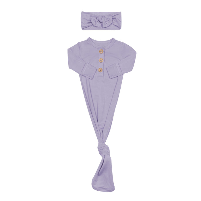 Knotted Gown with Bow Set in Taro for hospital newborn outfit
