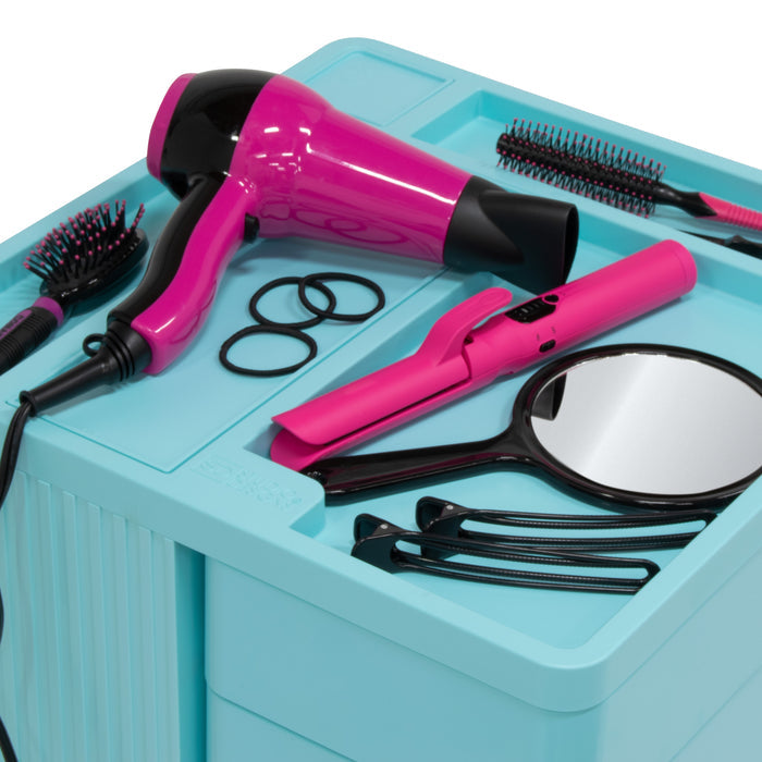 KUBX Pro Mobile Rotating 4-Sided Storage Organizer for Artists - Turquoise 53002