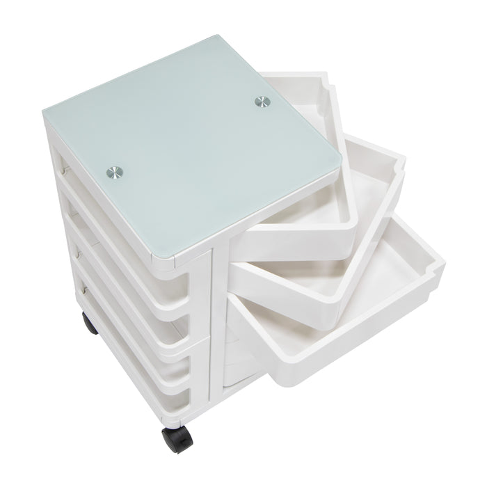 Kubx™ Rotating 4-Sided Mobile Storage Organizer with Glass Top, Multiple Compartments - 53100