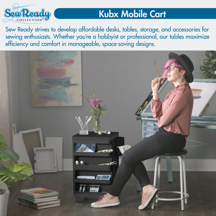 Kubx™ Rotating 4-Sided Mobile Storage Organizer with Glass Top, Multiple Compartments - 53101
