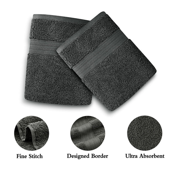 Linenland 4 Piece Cotton Bath Towels Set - Charcoal -Home Living Store - -
