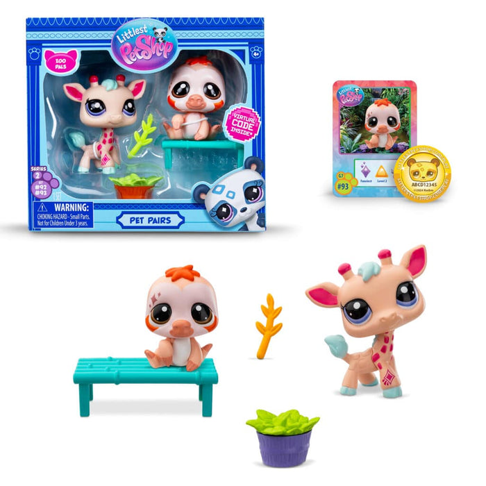 Littlest Pet Shop Gen 7 Series 2 Pet Pairs - Giraffe #92 and Sloth #93 - Owl & Goose Gifts