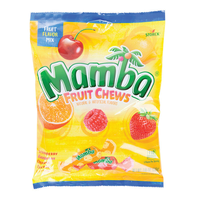 Mamba Assorted Fruit Chews Candy Peg Bag - 12 Count
