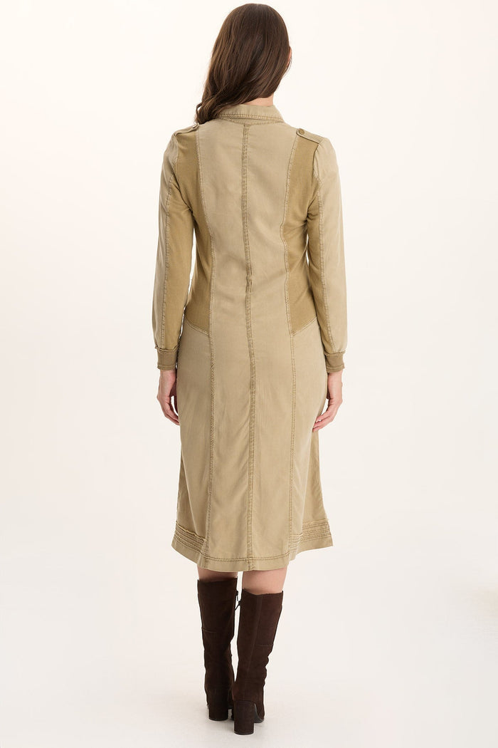 XCVI Oksana Twill/Jersey Snap-Up Midi Dress