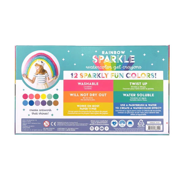 Ooly Rainbow Sparkle: Watercolor Gel Crayons (Set of 12)