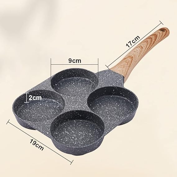 Pancake Pan Induction 4 Holes Fried Egg Pan Non-Stick Eye Pan Aluminium Induction - Bobikuke