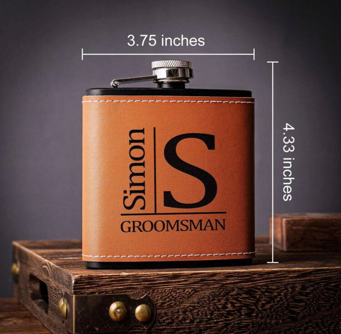 Personalized Men's Leather Whisky Flask Travellers Hat Boutique