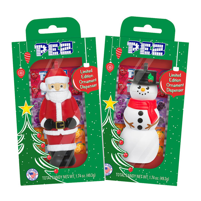 PEZ Christmas Ornament Gift Box Candy Dispensers - 12 Count
