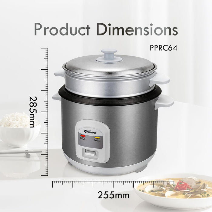 PowerPac 1L Rice Cooker with Steamer (PPRC64)