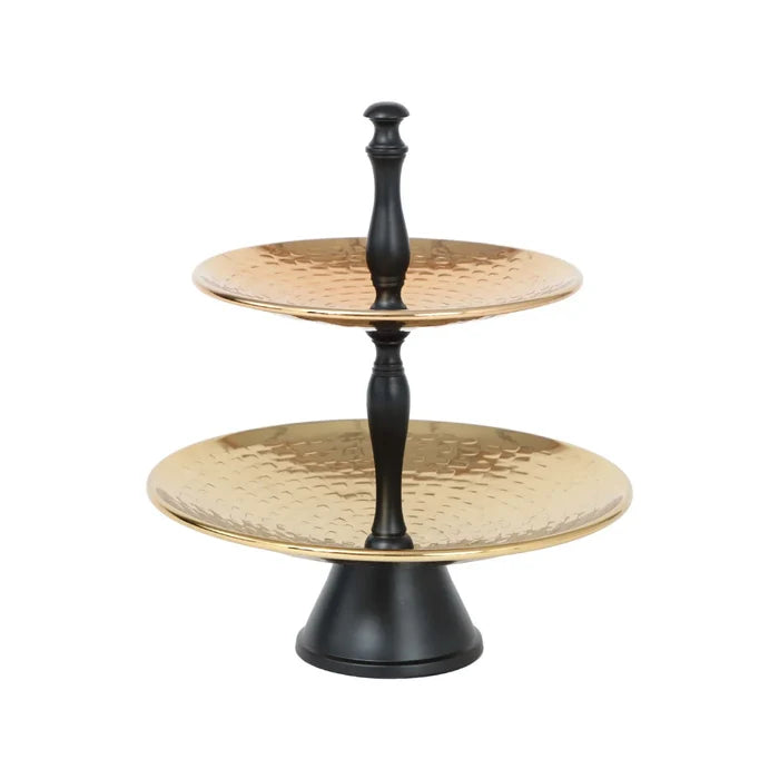 Présentoir à 2 niveaux Karaca Home Moroccan, 25,5 x 30 cm, doré