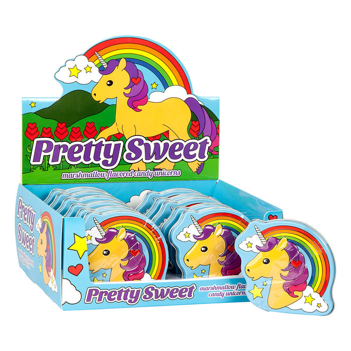 Pretty Sweet Marshmallow Flavored Unicorn Candy Tin - 12 Count