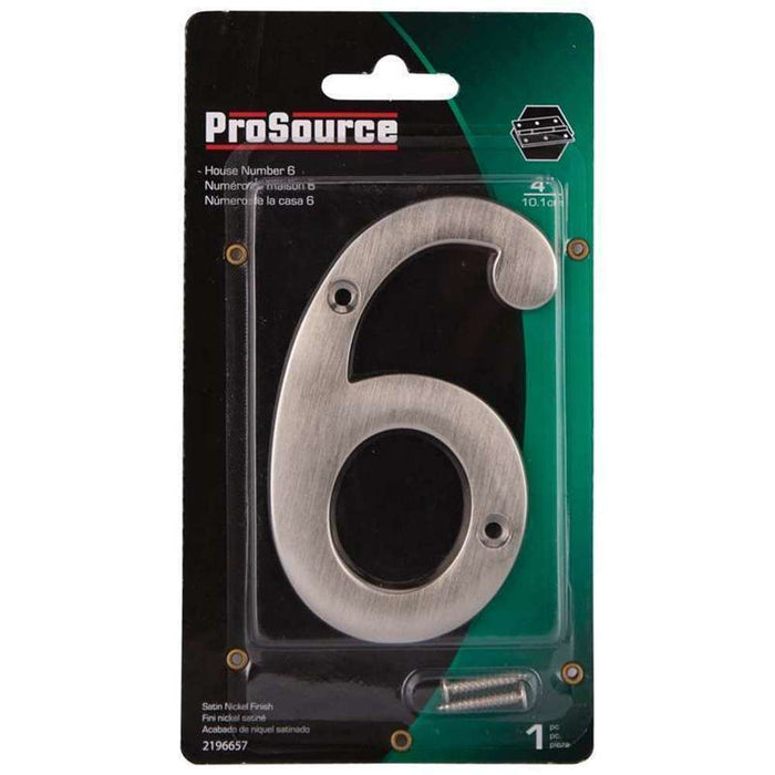 ProSource House Numbers 4" 6 Satin Nickle