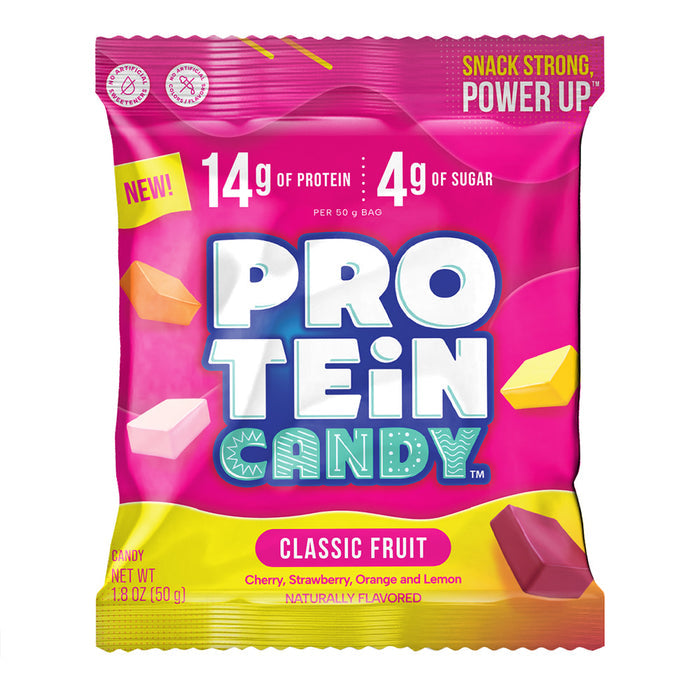 Protein Candy Classic Fruit Peg Bag Candy - 12 Count