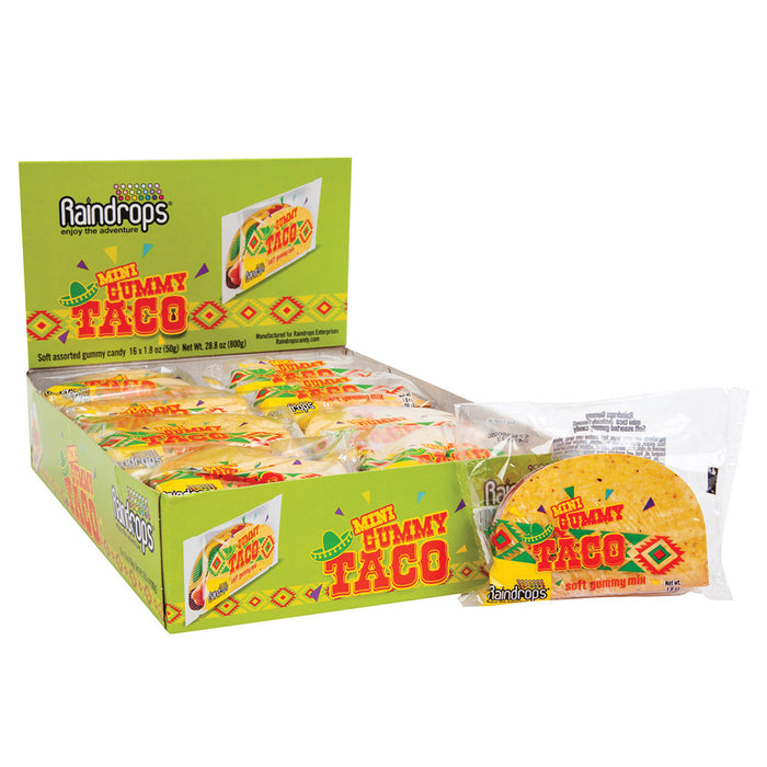 Raindrops Mini Gummy Tacos Candy - 16 Count