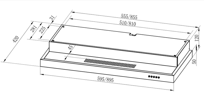 RH-S269-SSR 90CM SLIMLINE HOOD