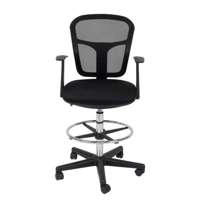 Riviera Drafting Work Chair with Foot Rest Ring - Adjustable Height Studio and Office Chair - Contoured Back Chair for Desk or Drafting Table Black 18620