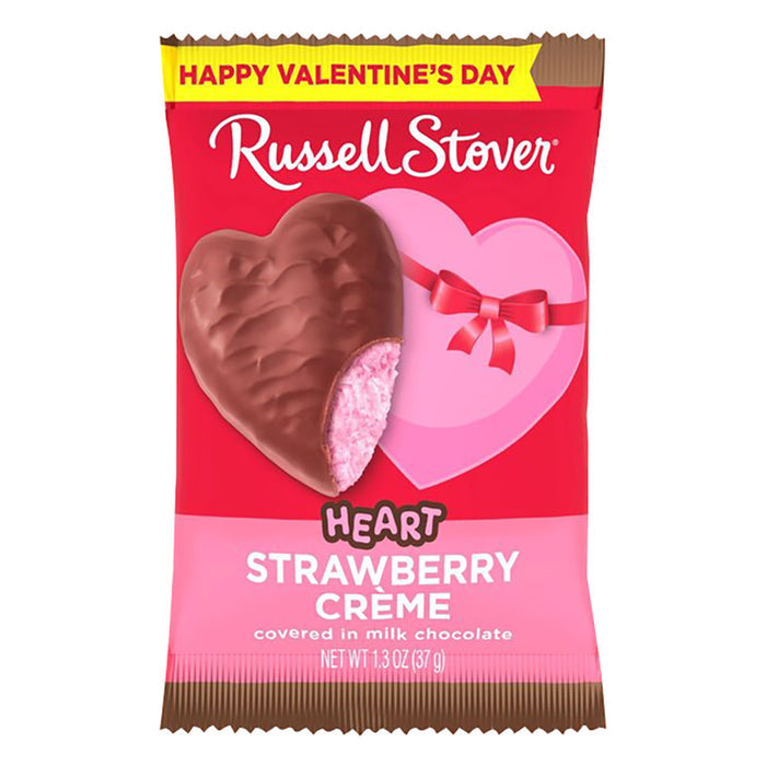 Russell Stover Milk Chocolate Strawberry Creme Heart Candy - 18 Count